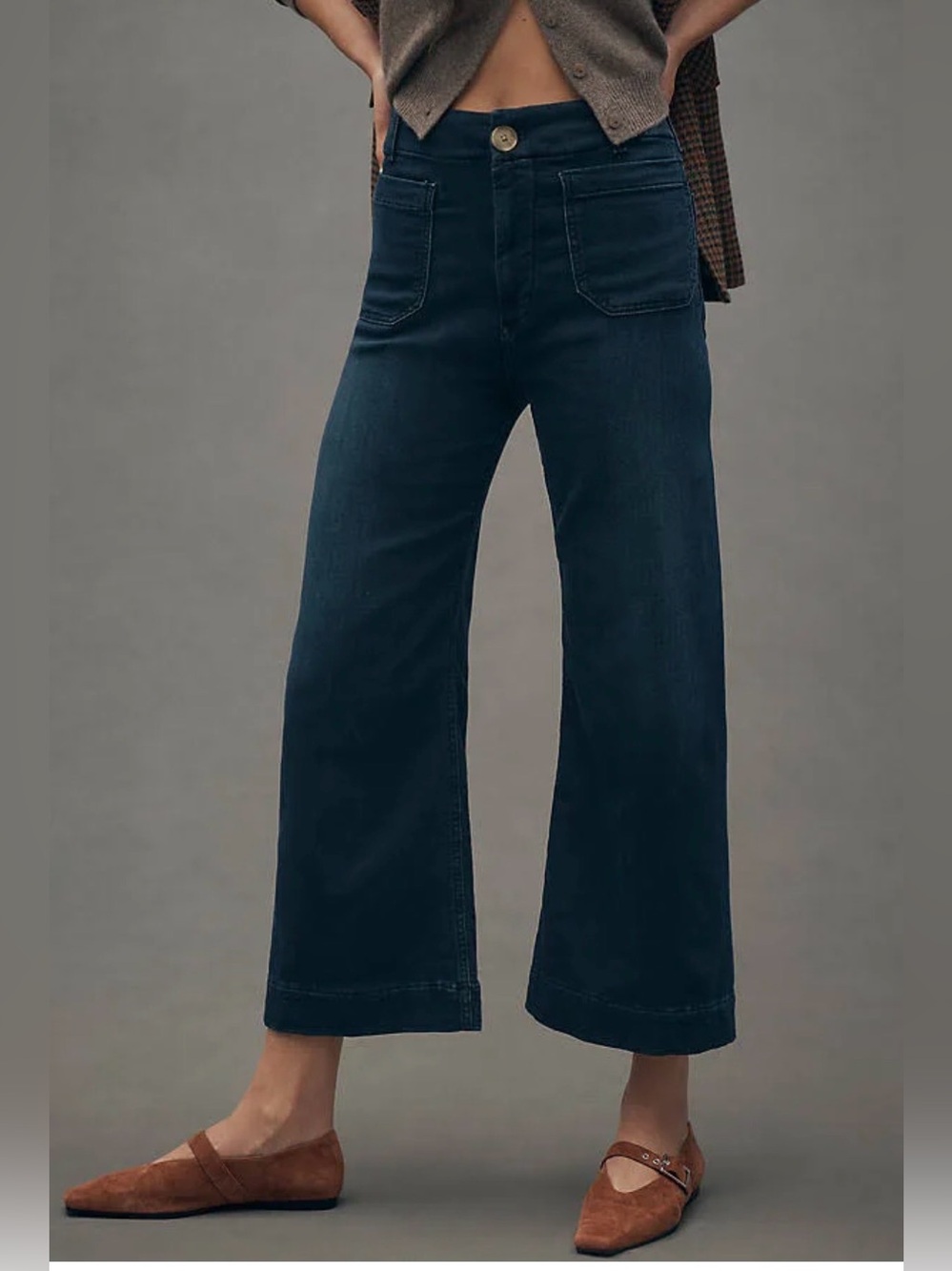 MAEVE x ANTHROPOLOGIE The Colette Knit Crop High-Rise Wide-Leg Jeans in Citroen